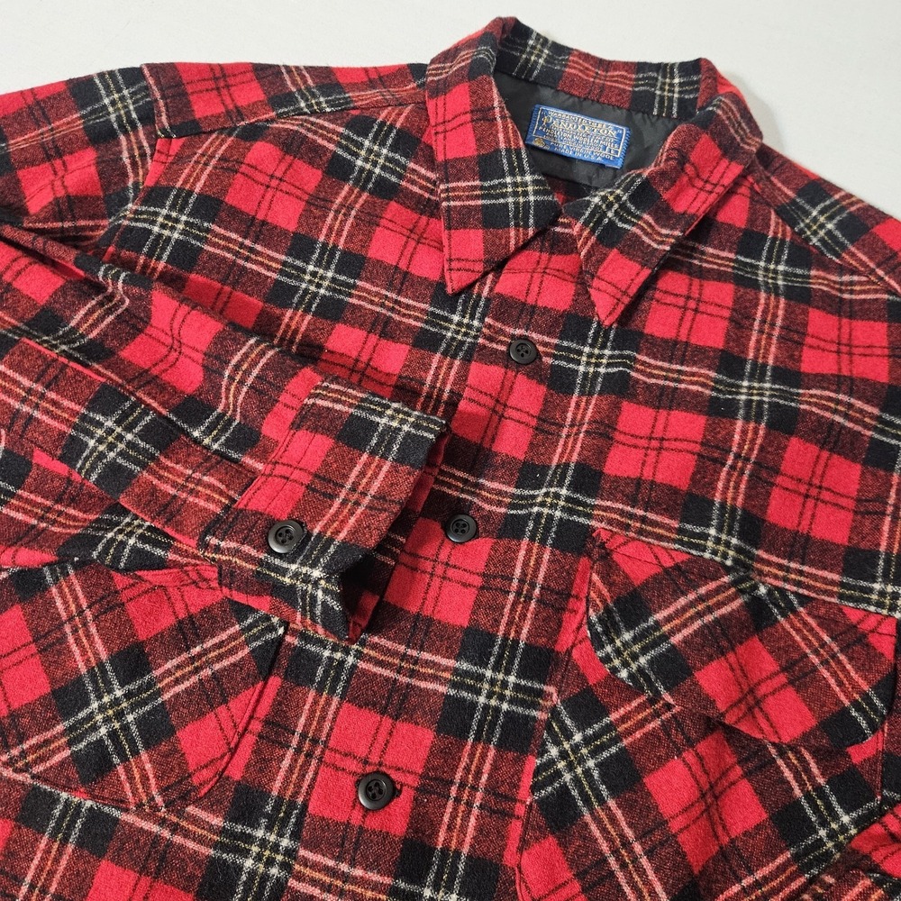 60s Pendleton Board Buffalo CLUNY TARTAN Shirt L Wool Flannel Large USA VTG